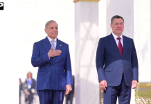 وزیراعظم شہبازشریف کا بشکیک میں صدارتی محل آمد پر پرتپاک استقبال