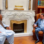 وفاقی وزیر انجینئر امیر مقام اور گورنر خیبرپختونخوا فیصل کریم کنڈی کی ملاقات